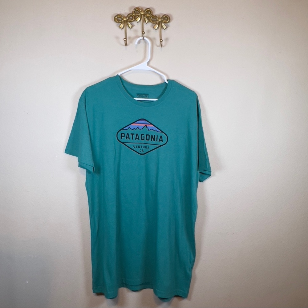 Patagonia Teal Short Sleeve Logo Tee